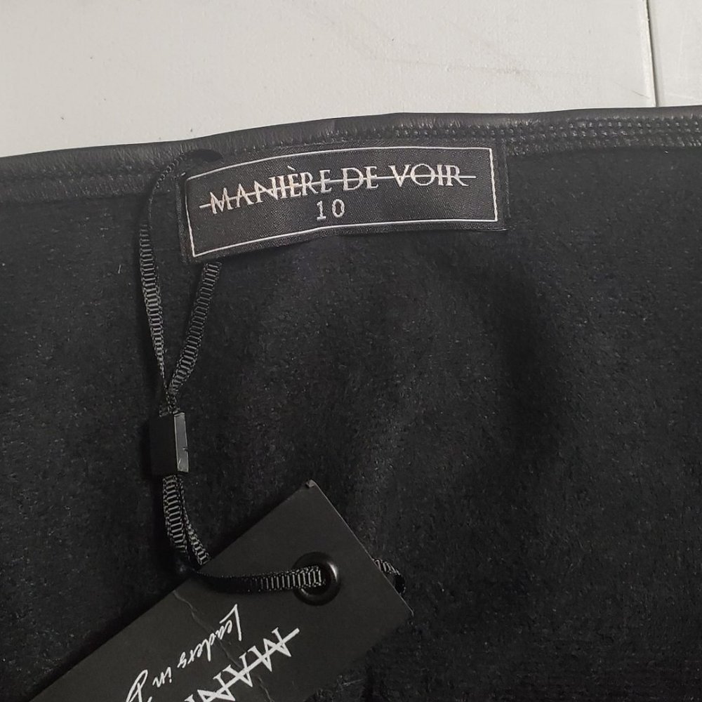 MANIERE DE VOIR Black Vegan Leather Bodysuit US 10 NWT - Picture 7 of 12
